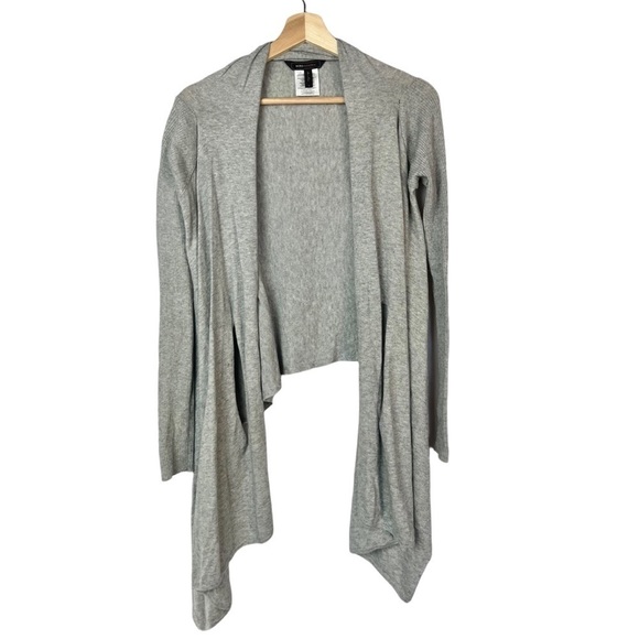 BCBGMaxazria Gray Waterfall Front Cardigan Sweater S - Picture 2 of 6